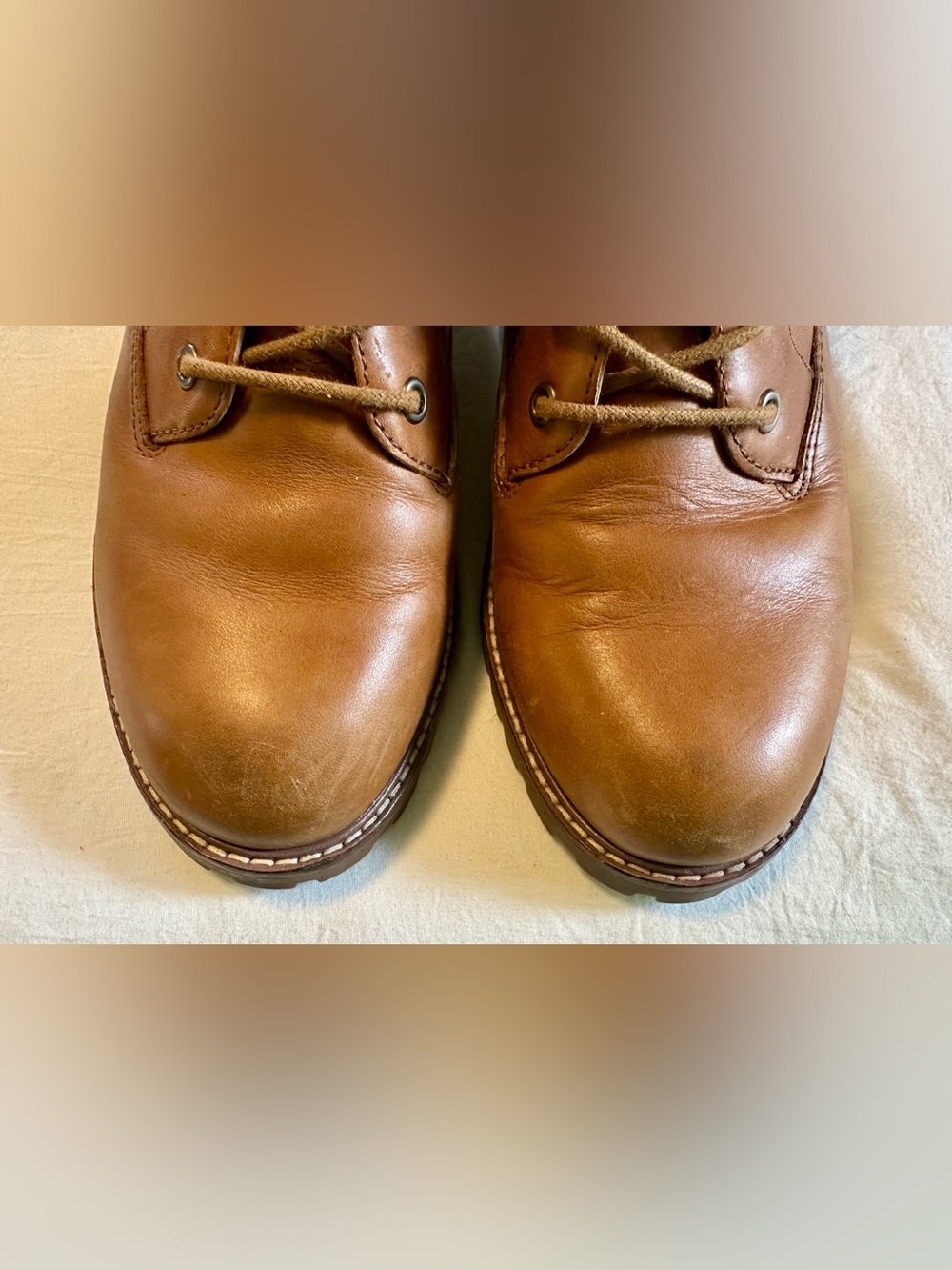 Madewell Julien Lug Sole Leather Lace-Up  Combat Boots Tan Camel Color Size 8.5 - Picture 6 of 9